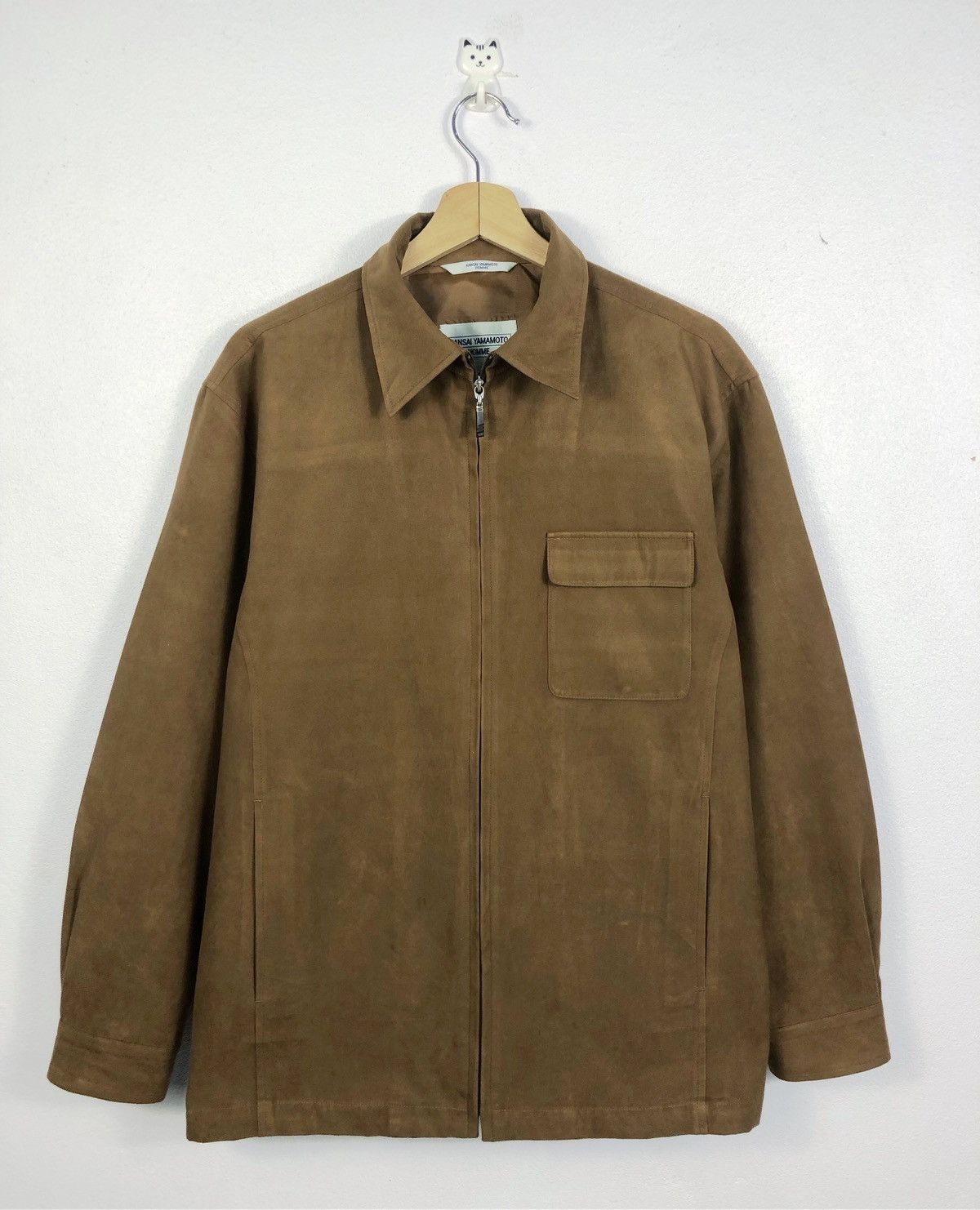 image of Kansai Yamamoto Homme Japan Zipper Jacket in Brown Suede, Men's (Size Medium)