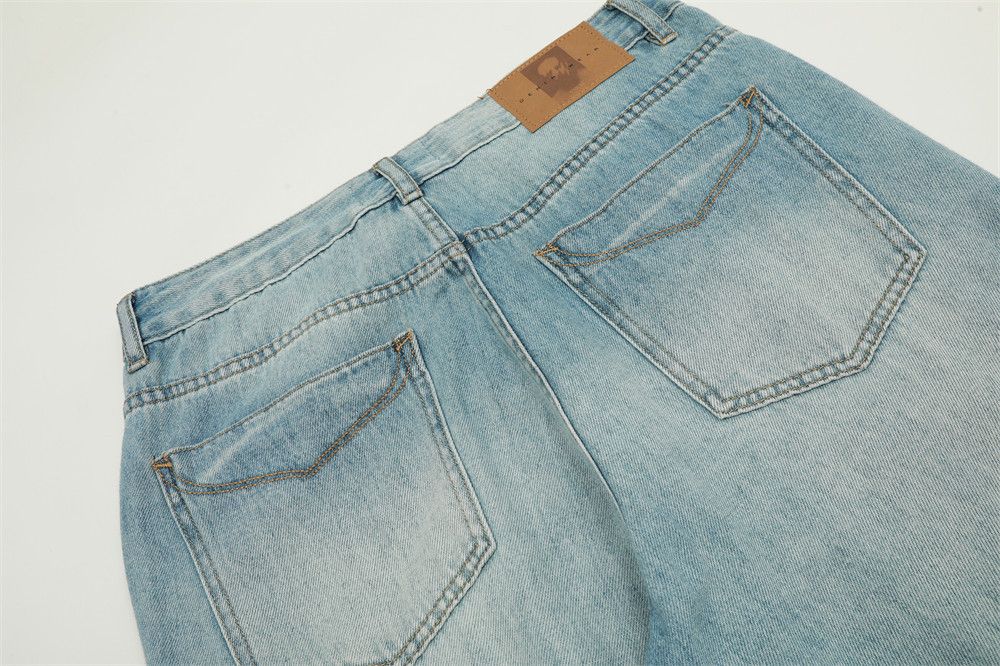 Jean Hip-hop men's loose stitching washed flared jeans Size US 32 / EU 48 - 5 Thumbnail
