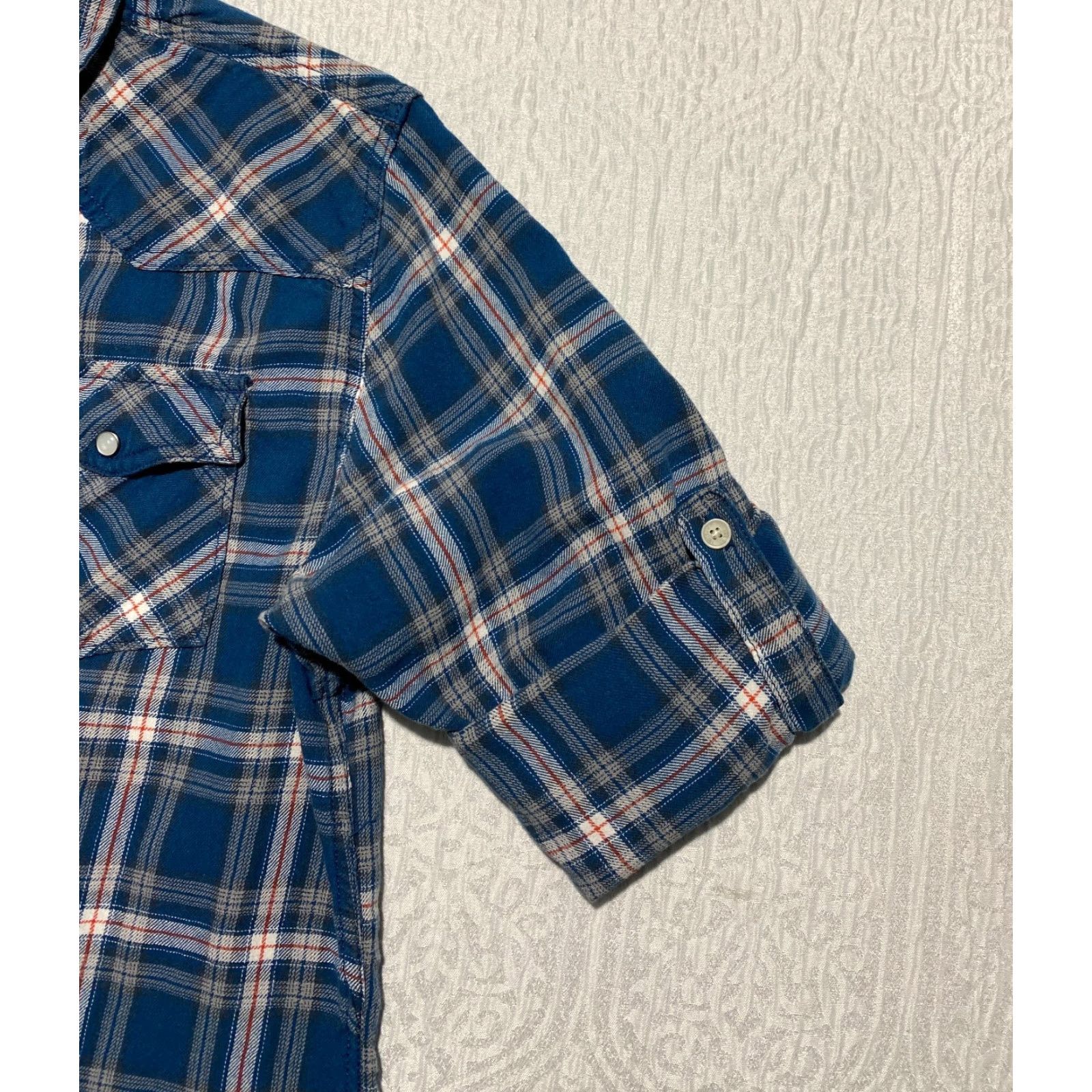 Vintage Urban Pipeline Shirt Mens Large Plaid Pearl Snap Casual Western Cowboy Roll Tab Blue Cotton Button-Up Pocketed American Western Cowboy Theme Mens Size US L / EU 52-54 / 3 - 3 Thumbnail