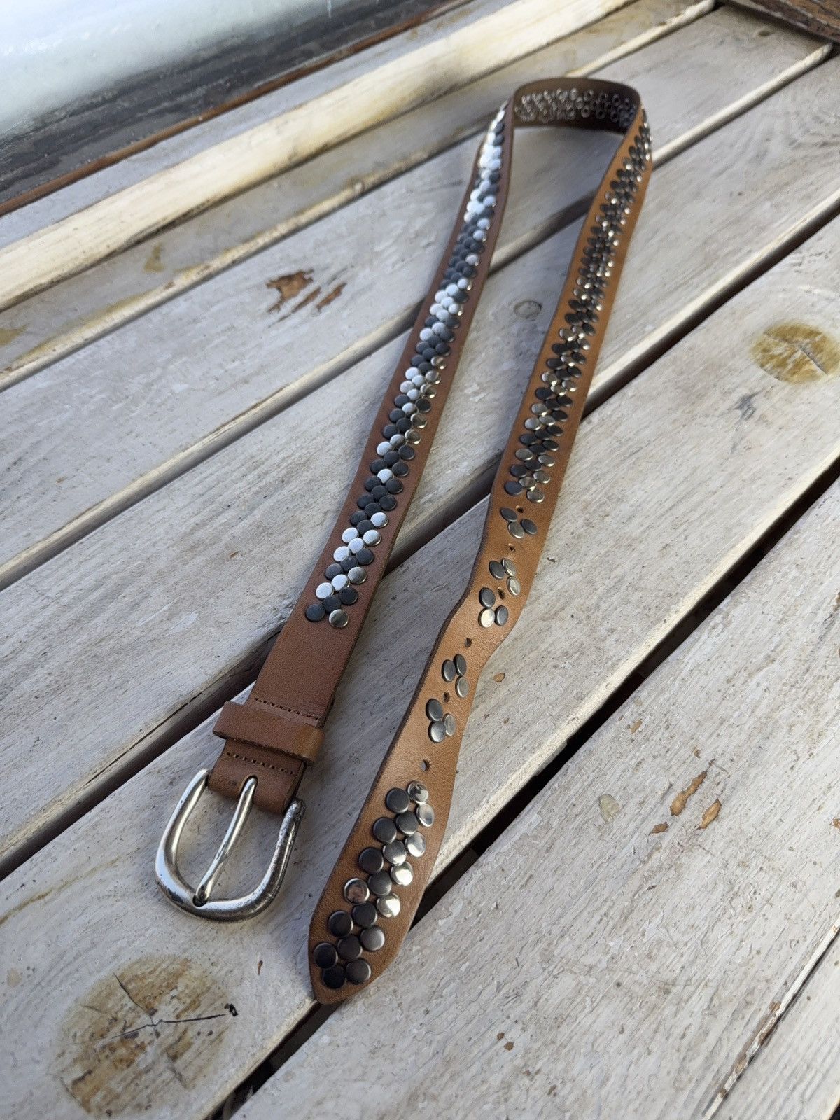 Hysteric Glamour Vintage Leather Belt Y2K Rhinestones Punk Metal Avant Garde Size ONE SIZE - 4 Thumbnail