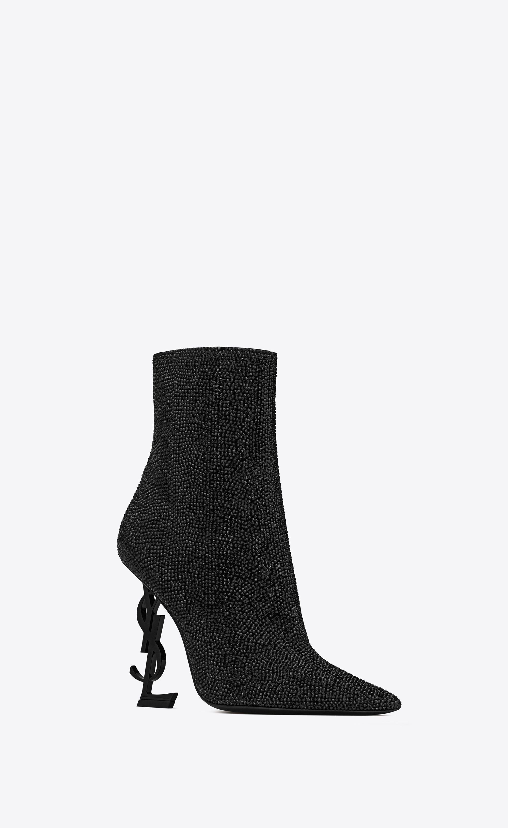 Saint Laurent Paris o1s1wg111024 Opyum Booties in Suede and Rhinestone in Black Size US 10 / IT 40 - 3 Thumbnail