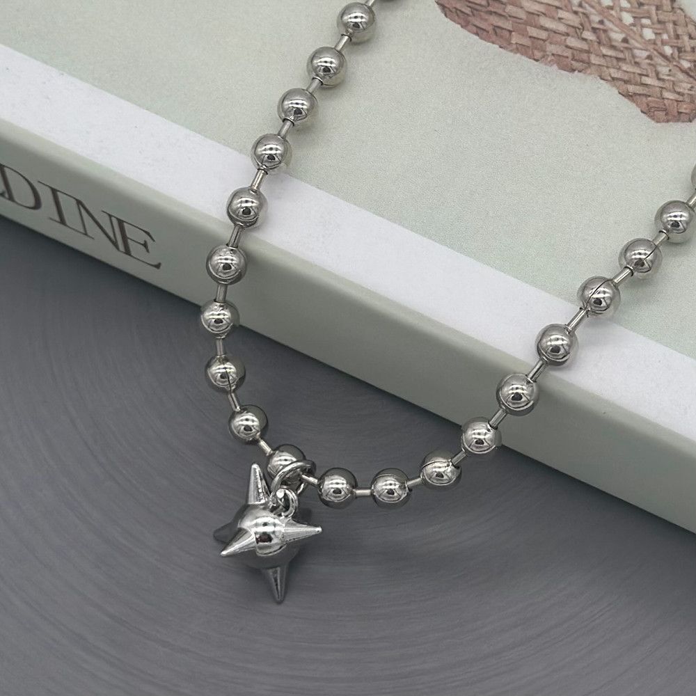 Vintage 45cm 6mm Beads Ball Chain Choker Morning Star Short Necklace Size ONE SIZE - 3 Thumbnail