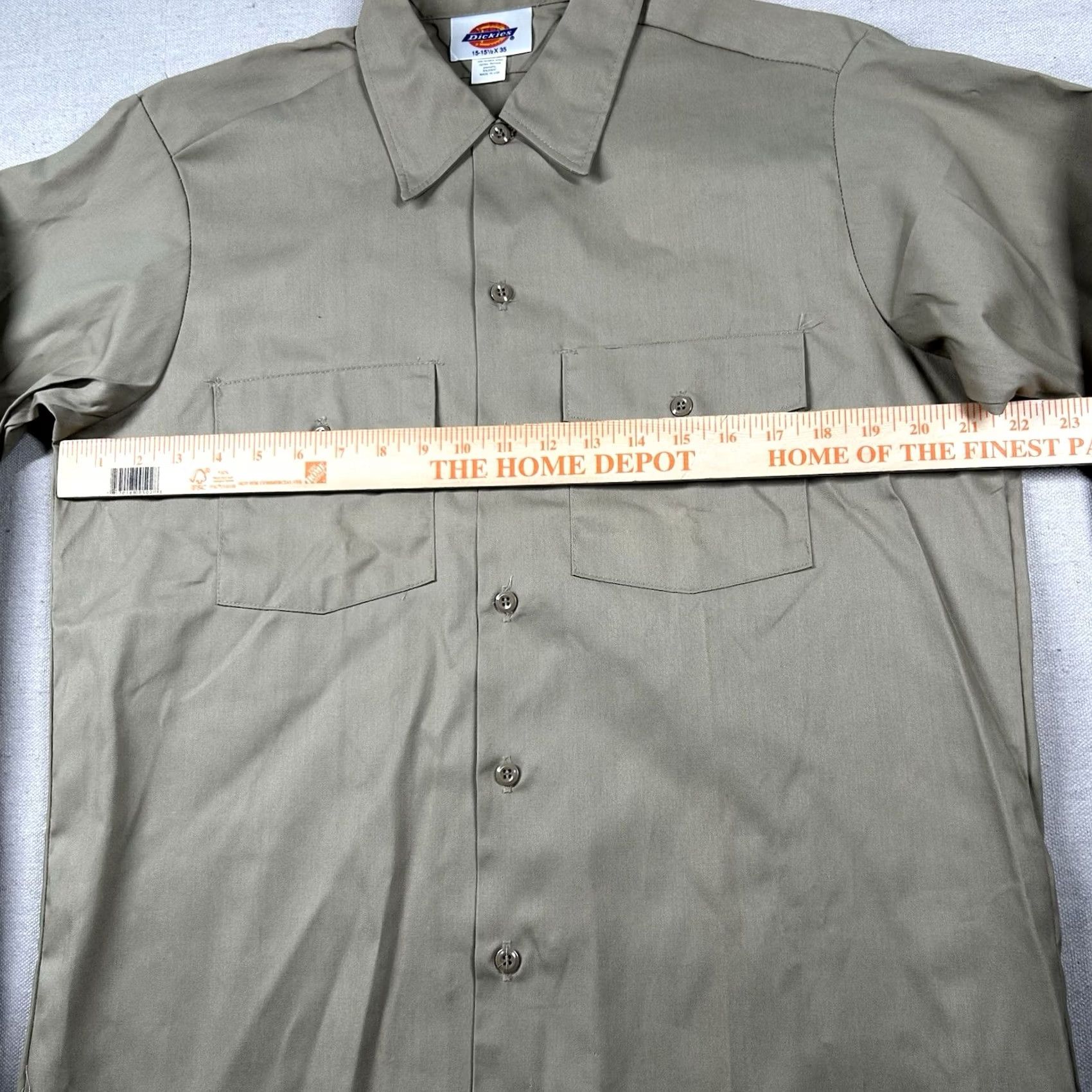 Dickies VINTAGE Dickies Shirt Mens L Work Long Sleeve Button Beige Brown Twill USA 90s Mens Button-Up Top Twill Cotton Polyester Solid Shirt Size US L / EU 52-54 / 3 - 5 Thumbnail