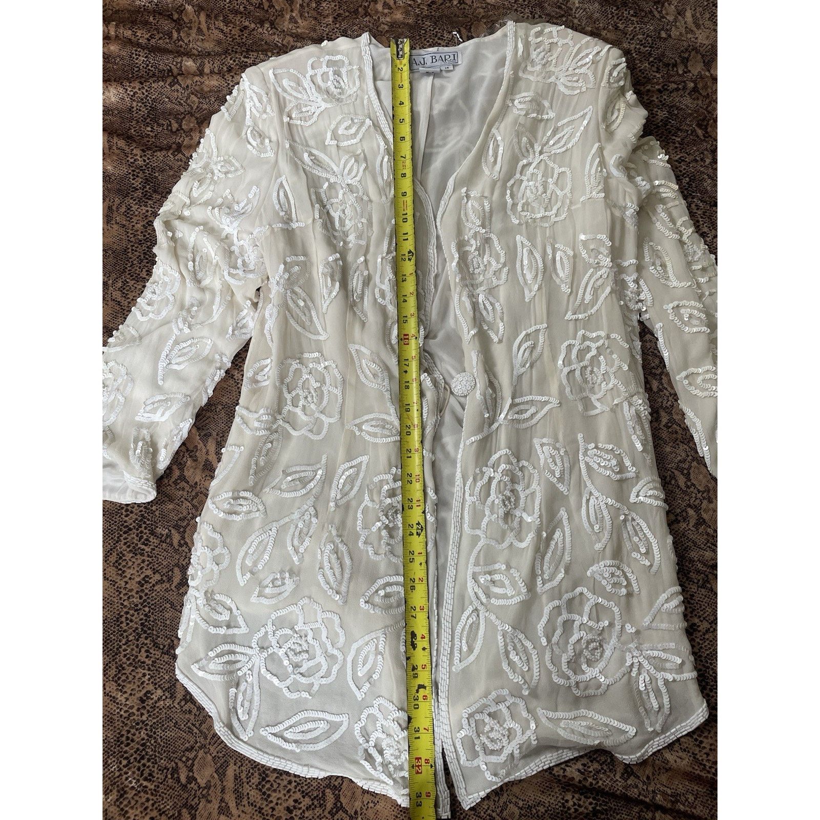 Vintage NWT AJ Bari Beaded Sequin Silk Long Sleeve Shirt Jacket 14 Size XL / US 12-14 / IT 48-50 - 5 Thumbnail