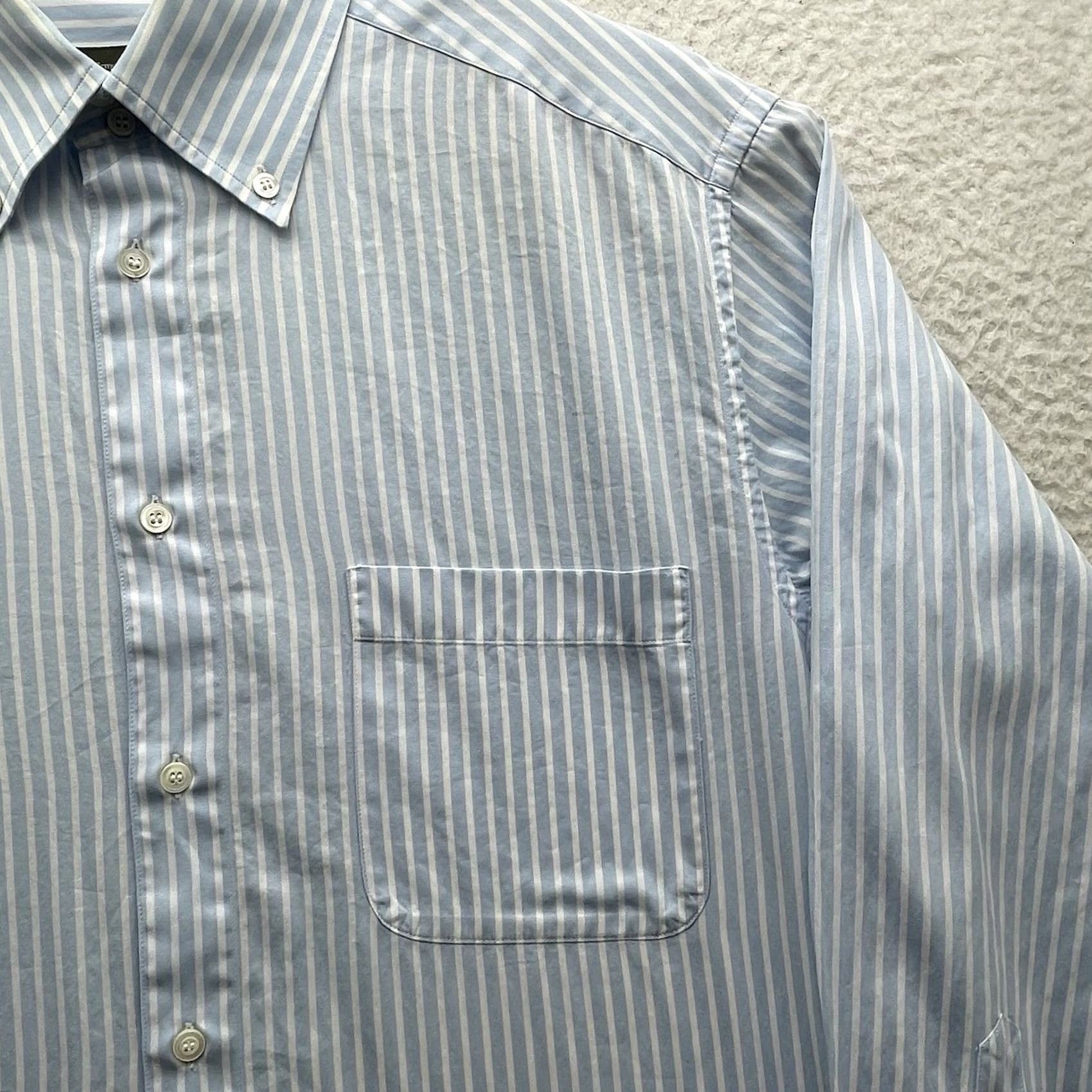 Ermenegildo Zegna Ermenegildo Zegna Dress Shirt Mens XL Blue White Striped Designer Preppy Size 46R - 4 Thumbnail