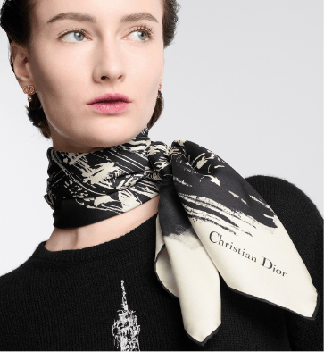 Dior o1w1db10625 Size : OS / Square Scarf in Black/Beige Size ONE SIZE - 5 Thumbnail