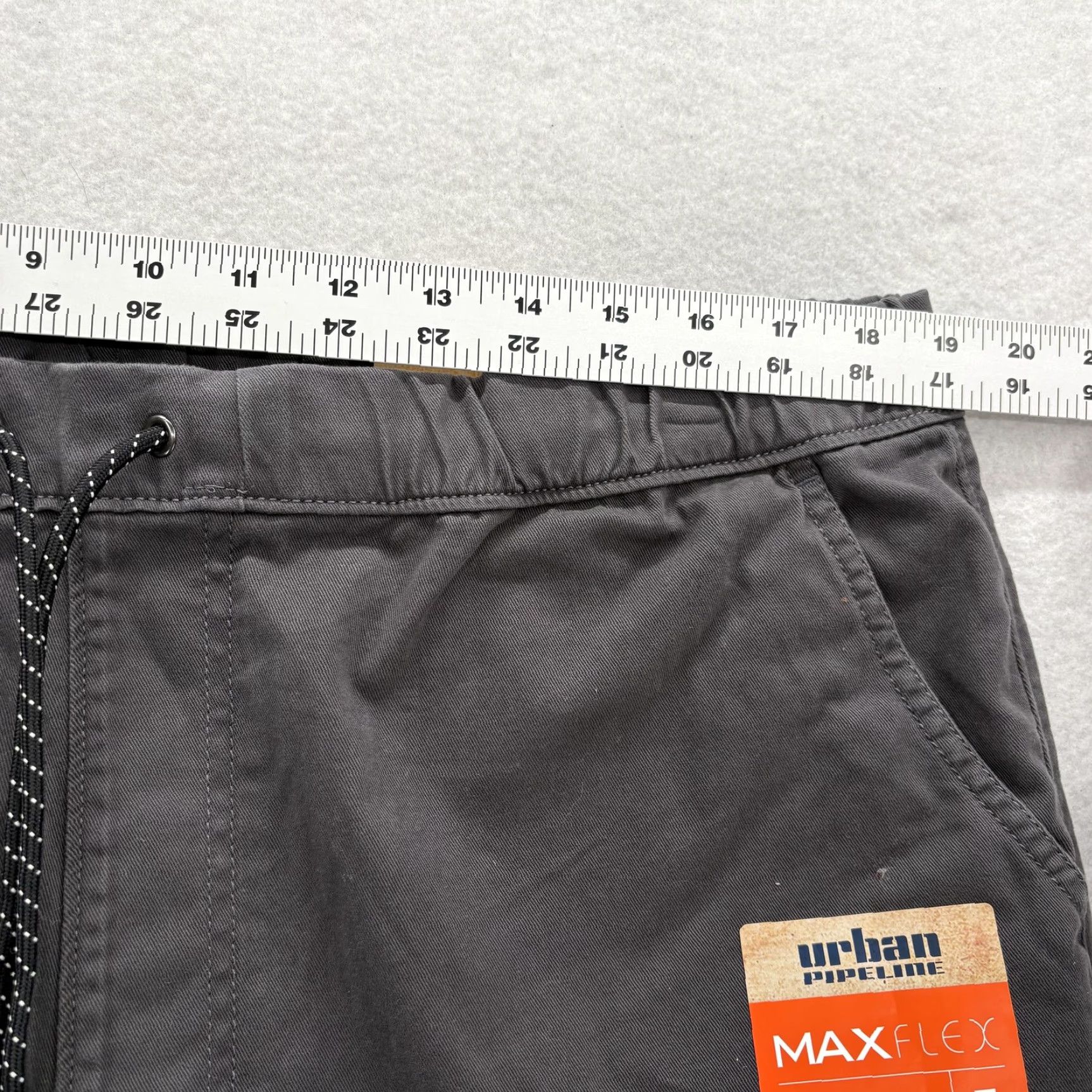 Vintage Urban Pipeline Pants Mens Large Gray MaxFlex Jogger Slim Elastic Waist Final Front Flat Tapered Casual Cotton Spandex Pockets 29in Inseam Size US 33 - 6 Thumbnail