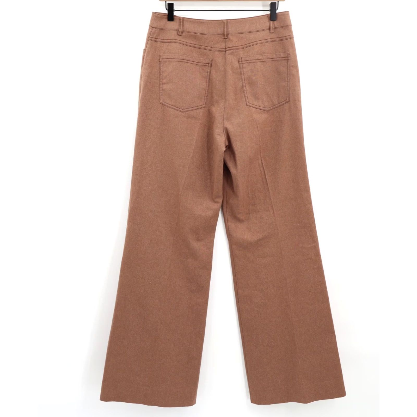 Vintage kate spade new york Women’s Basketweave Flare Pants Brown 34" Inseam Size 10 Regular Rise 12.5" Dry Clean Cotton Wool Elastane Brown Womens Pants Size 32" / US 10 / IT 46 - 2 Thumbnail