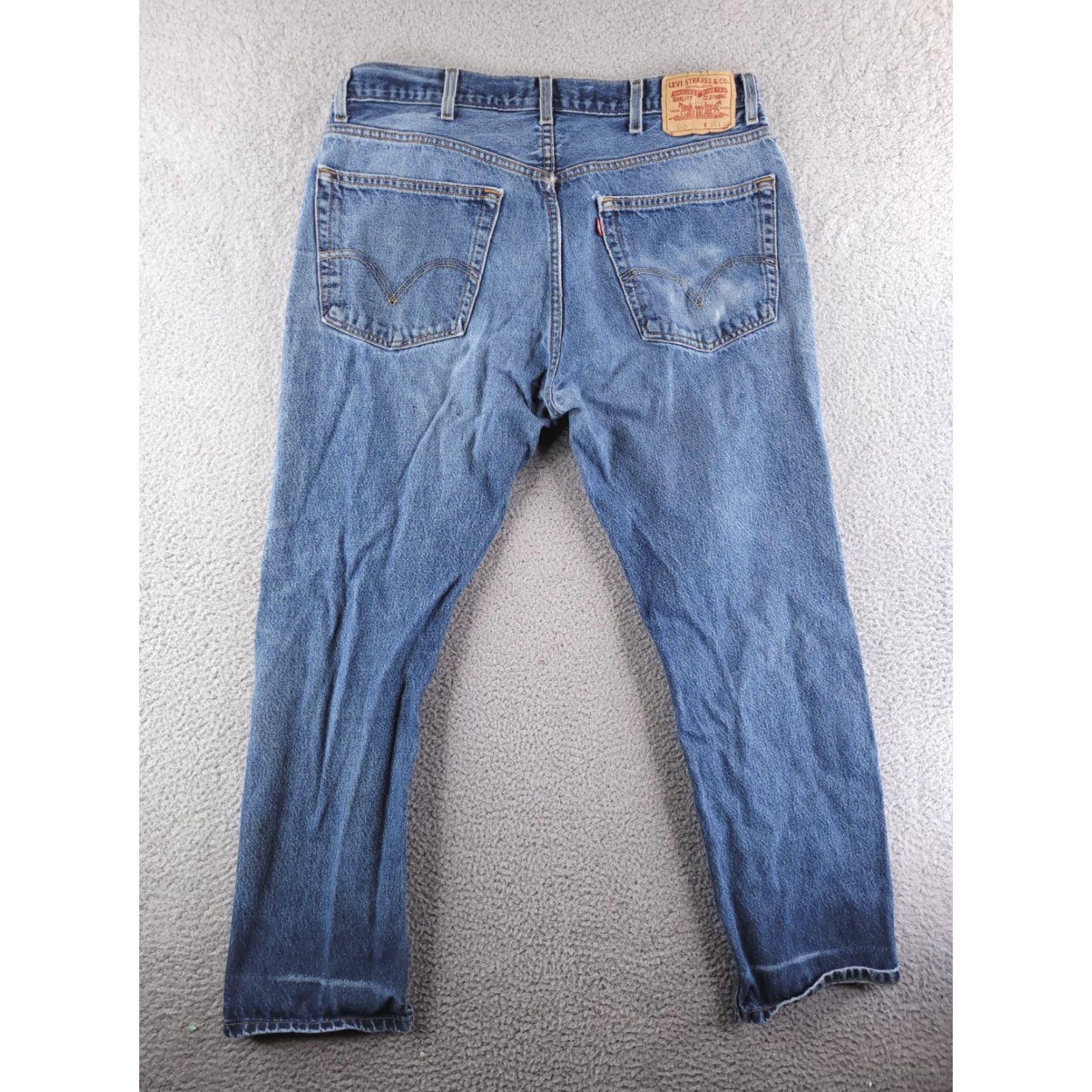 Levi's Levis Jeans Mens 36x30 Blue 505 Straight Fit Distressed Medium Wash Jeans Regular Distressed Men's Jeans 505 Straight blue 36x30 Size US 36 / EU 52 - 2 Thumbnail