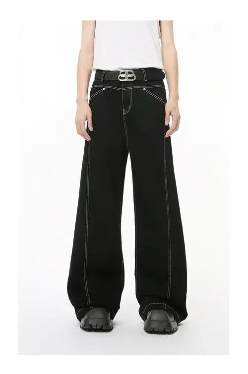 Japanese Brand VIBE Black trendy stitching casual straight jeans y2k Size US 32 / EU 48 - 7 Thumbnail