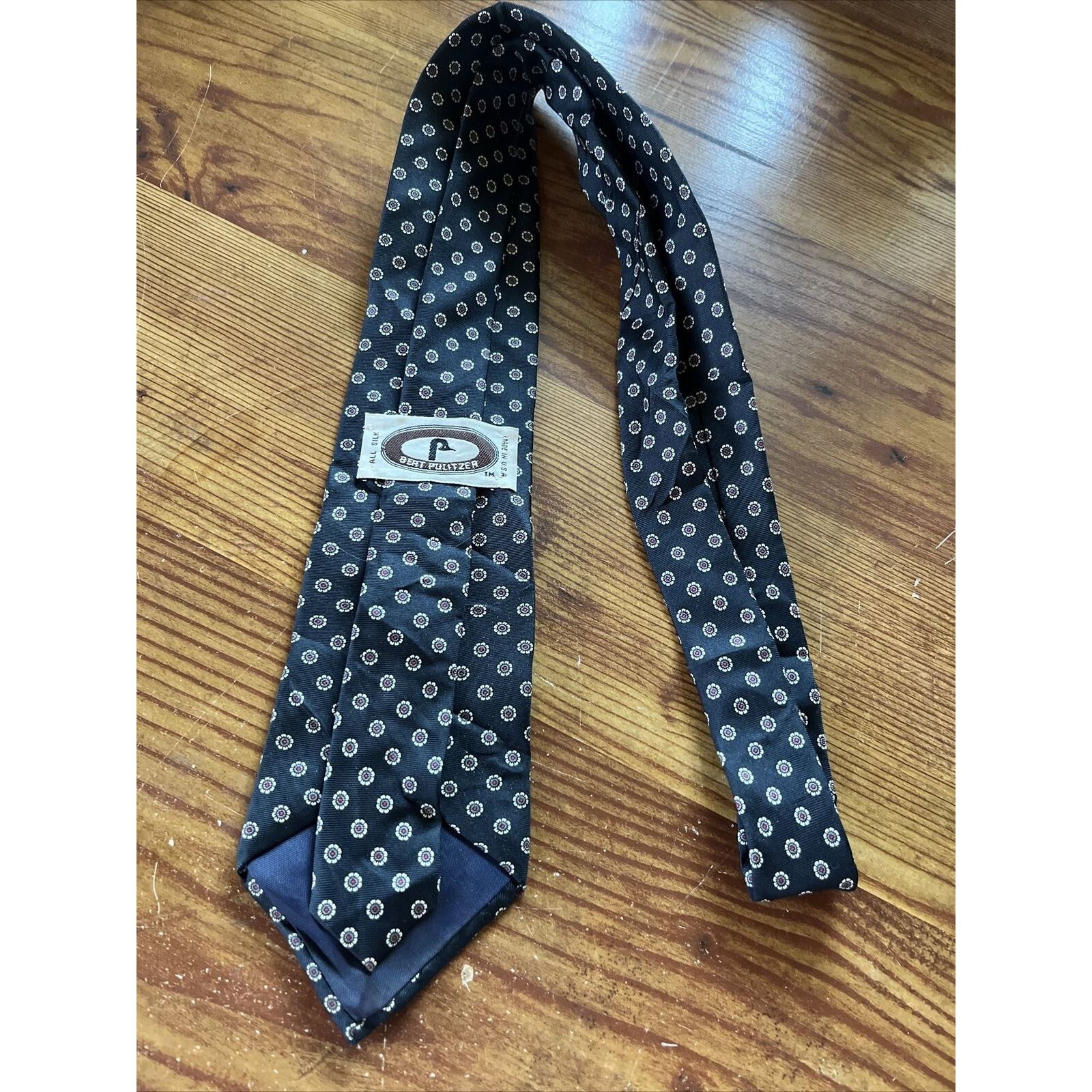 Bert Pulitzer Bert Pulitzer Vintage Men’s Navy Blue Floral Silk Tie EUC Size ONE SIZE - 6 Thumbnail