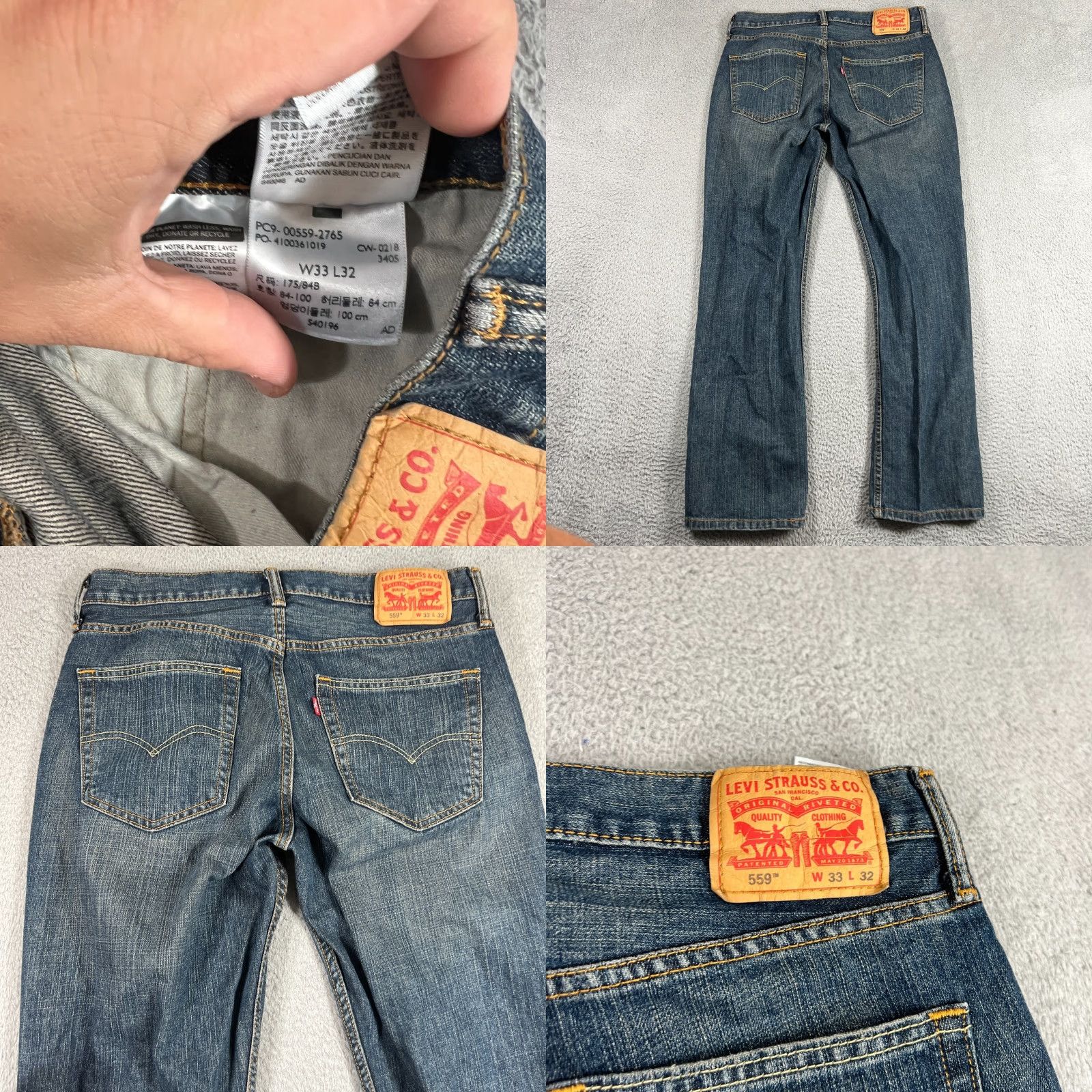Levi's Levi's 559 Jeans Men Relaxed Straight Fit 33x32 Medium Blue Denim Grunge Skater Casual Size US 33 - 8 Thumbnail