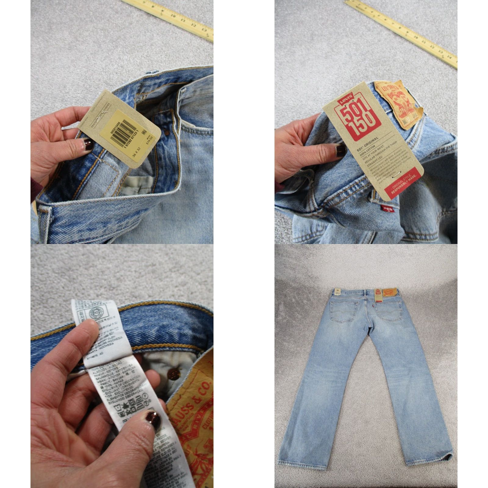 Levi's VINTAGE Levis 501 JeansMens 36 Light Wash Denim Distressed 150th Anniversary 36x31 NEW Size US 36 / EU 52 - 8 Thumbnail
