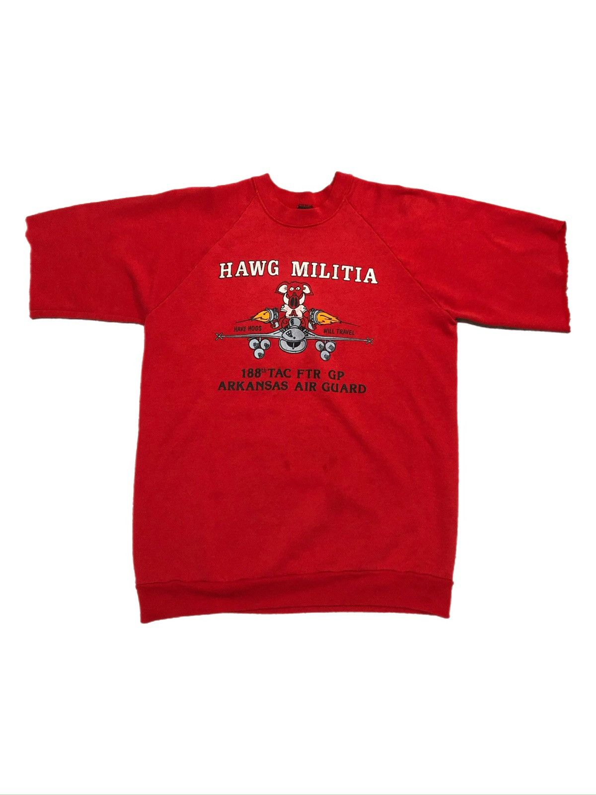Vintage Vtg 90s Arkansas Hawg Militia Air Guard Cutoff Sweatshirt Size US XL / EU 56 / 4 - 1 Thumbnail