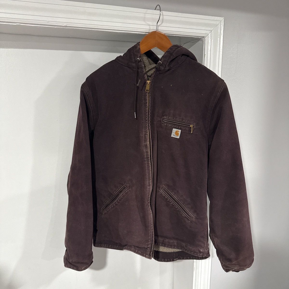 Carhartt Vintage 90s Carhartt Burgundy Jacket Size US L / EU 52-54 / 3 - 1 Thumbnail