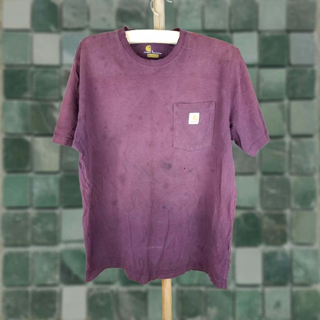 Carhartt VINTAGE Carhartt T-Shirt One Pocket Gradient Sun Faded Distressed Trashed L Red Cotton Short Sleeve Crew Neck Men Size US L / EU 52-54 / 3 - 1 Thumbnail