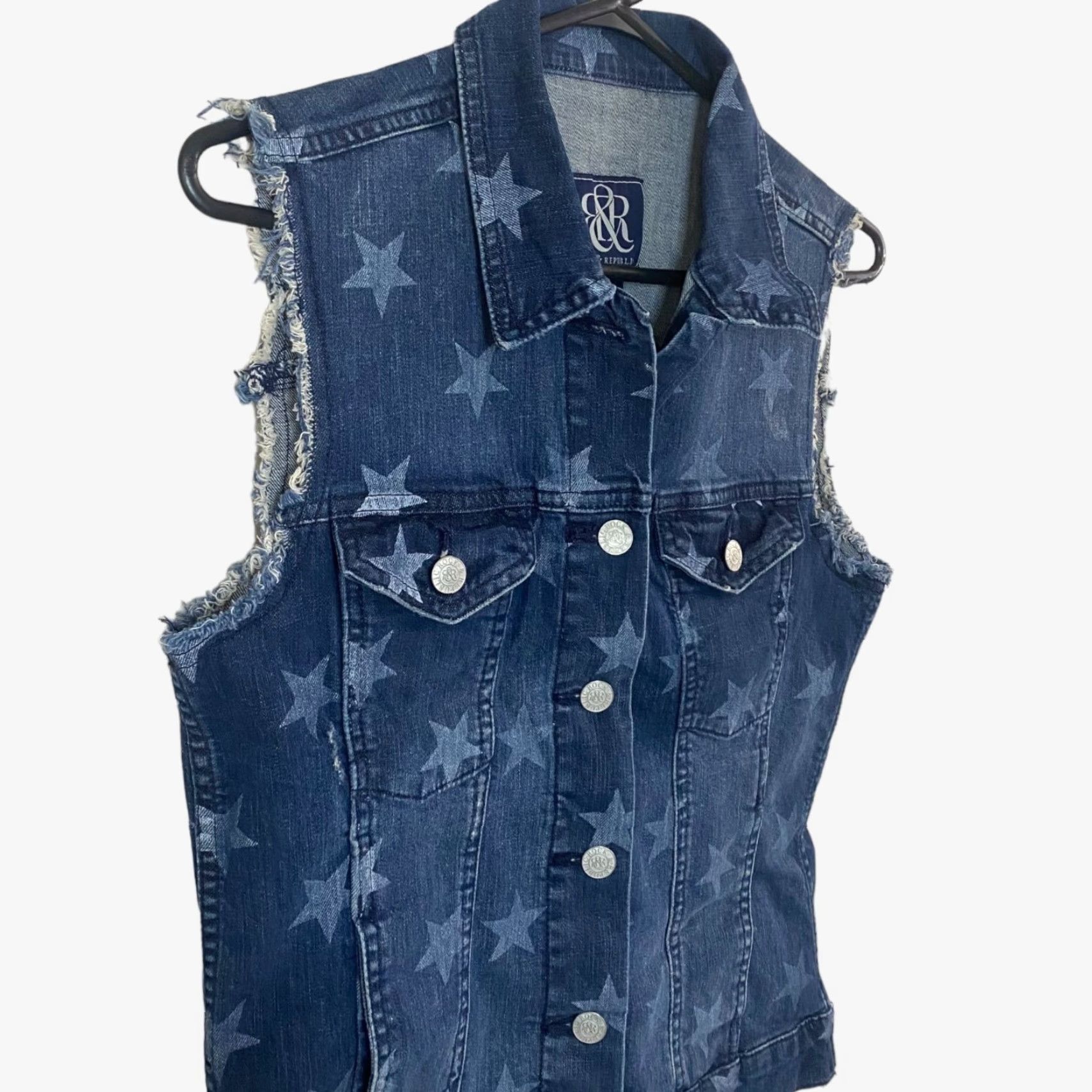 Vintage Rock & Republic Gunshow Star Denim Vest Button Up Womens Small Blue Sleeveless Size S / US 4 / IT 40 - 4 Thumbnail