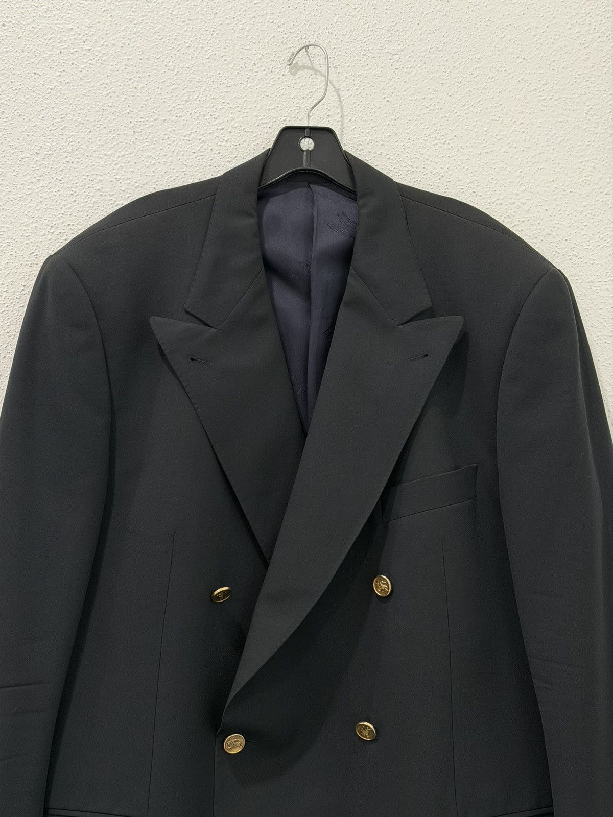 Burberry Vtg Burberrys Double Breasted Wool Blazer Gold Buttons 44R Size 44R - 2 Thumbnail