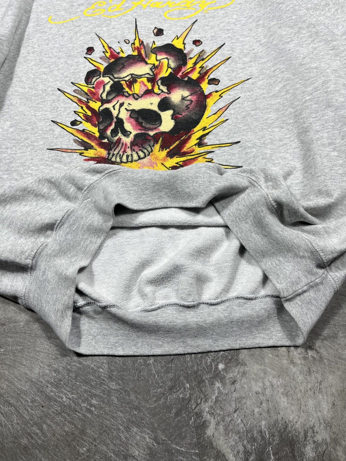 Ed Hardy Ed Hardy Vintage Skull Graphic Big Logo Sweatshirt Mens Grey Size US XXL / EU 58 / 5 - 9 Thumbnail