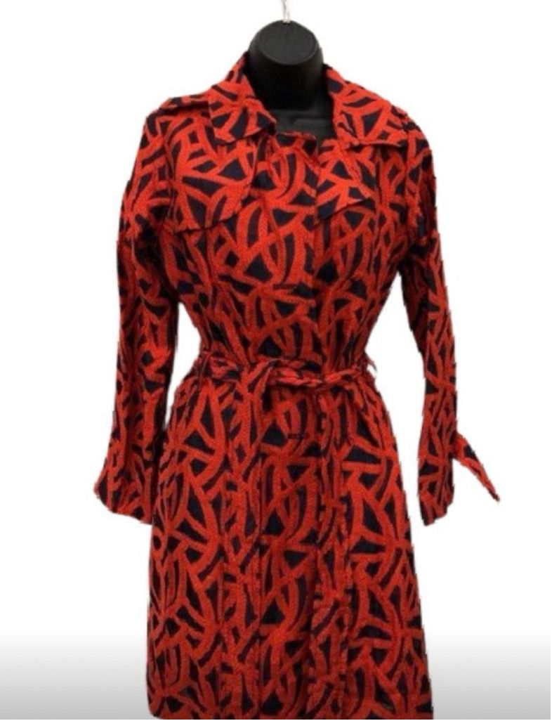 Eva Franco Women's Eva Franco Red & Blue Trench Coat Size 2 Size XS / US 0-2 / IT 36-38 - 1 Thumbnail