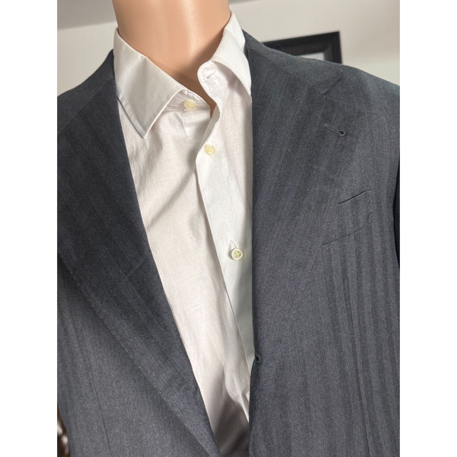 Brunello Cucinelli Brunello Cucinelli Charcoal Herringbone Suit 50EU 40R 34x28 Size 40R - 6 Thumbnail