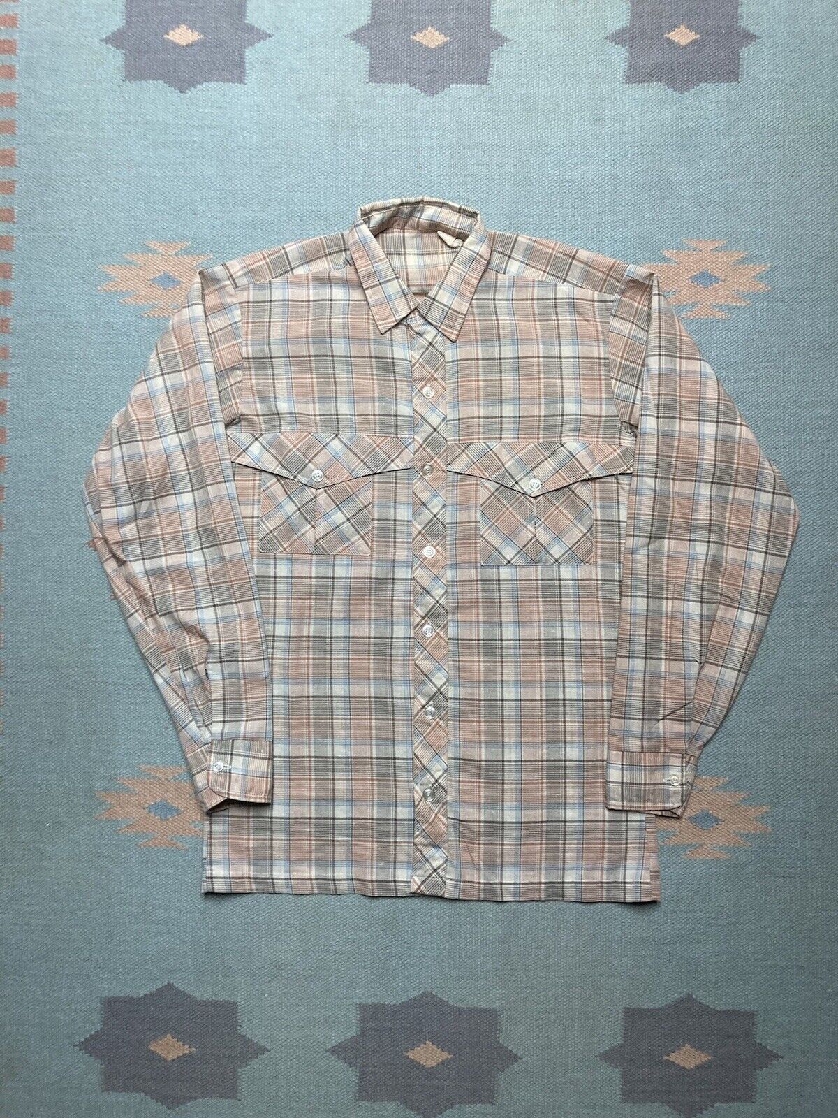 Vintage Vtg 80s button shirt lightweight poly cotton plaid medium Size US M / EU 48-50 / 2 - 1 Thumbnail