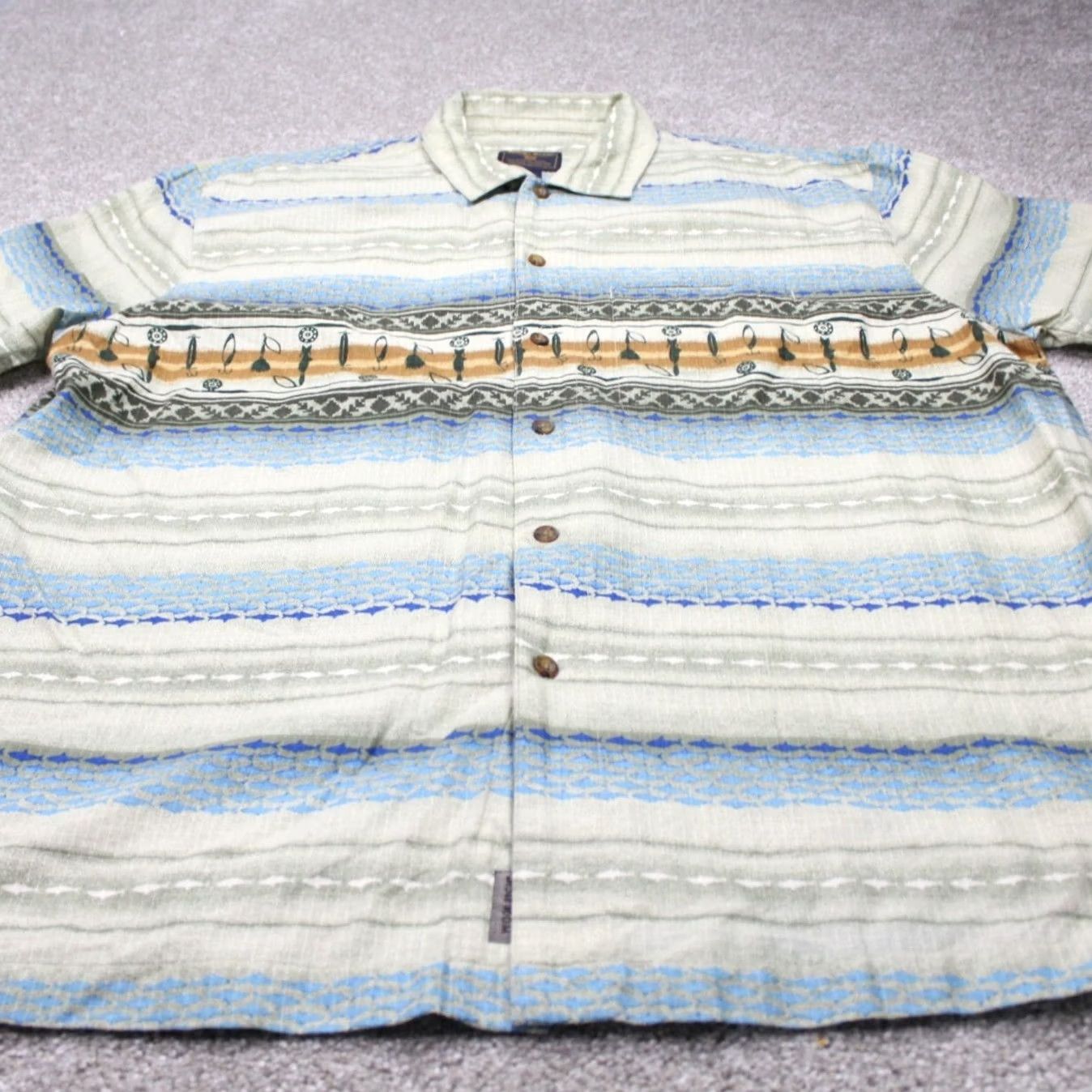 Vintage Woolrich Shirt Mens XL Blue/Green w/ Fishing Lure AOP Cotton S/S Button Up Size US XL / EU 56 / 4 - 3 Thumbnail