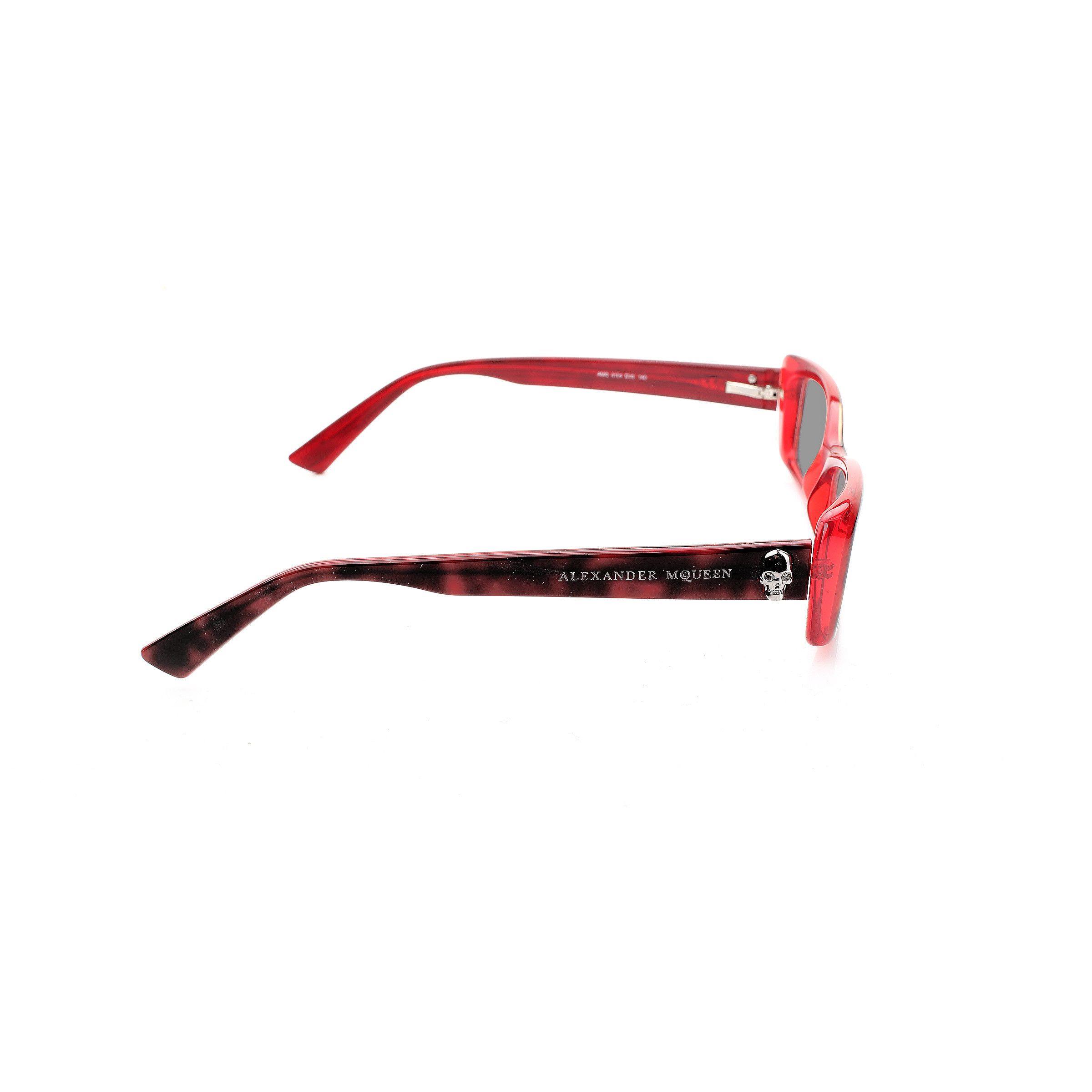 Alexander McQueen Alexander McQueen '00s Red Cat-Eye Silver Skull Sunglasses Size ONE SIZE - 3 Thumbnail