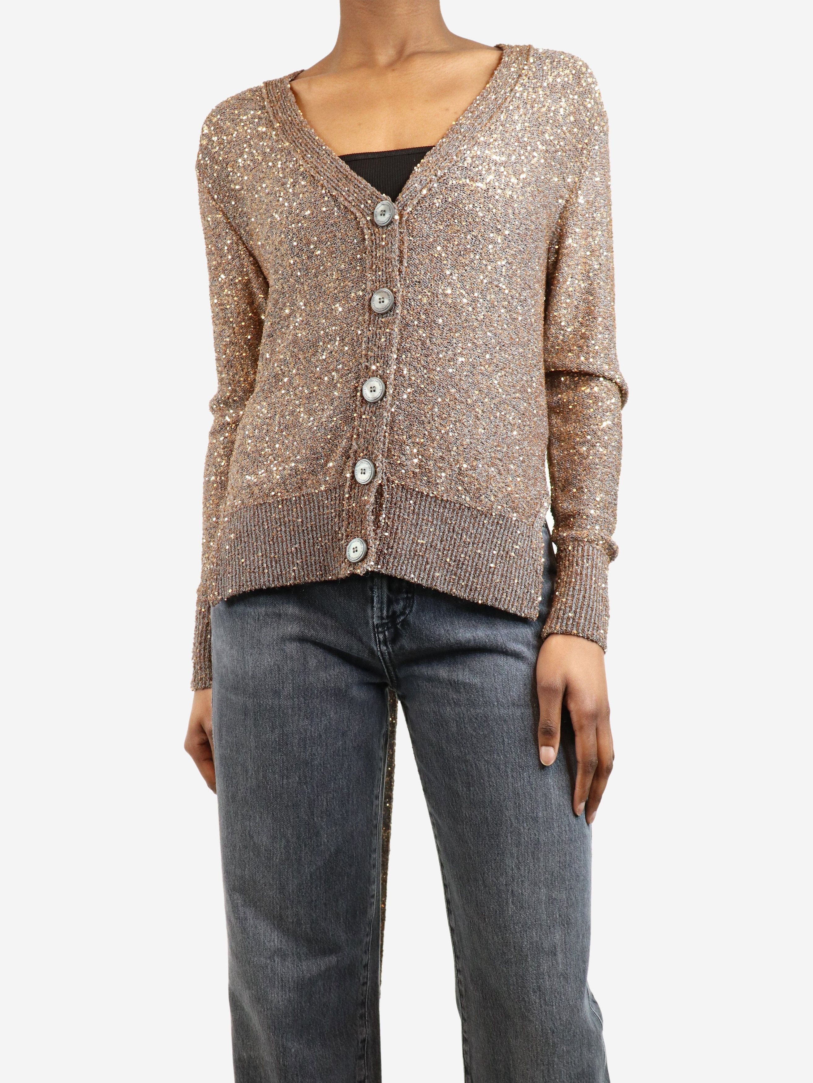 Bronze sequin cardigan - size UK 6