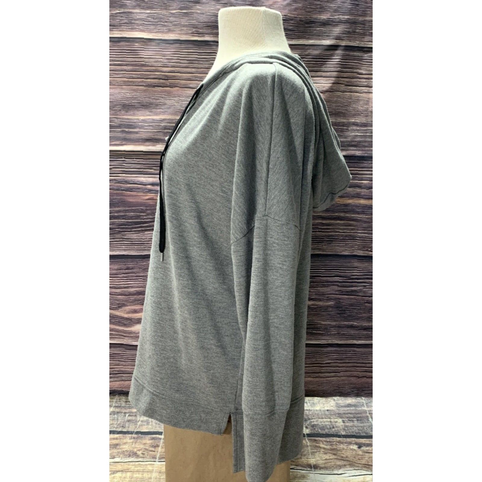 Vintage MTA Sport Hoodie Woman’s Size Medium Gray Dolman Sleeve 4" Side Slits Hooded Pullover Womens Size M / US 6-8 / IT 42-44 - 5 Thumbnail