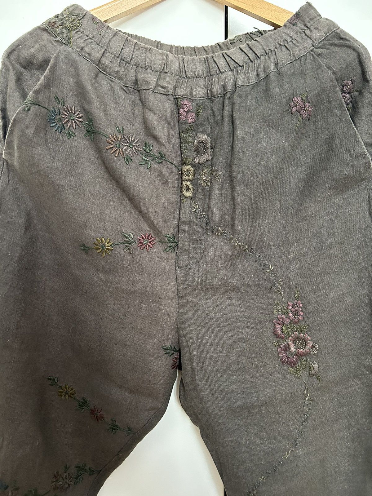 By Walid Vintage Linen Cropped Baggy Pants
