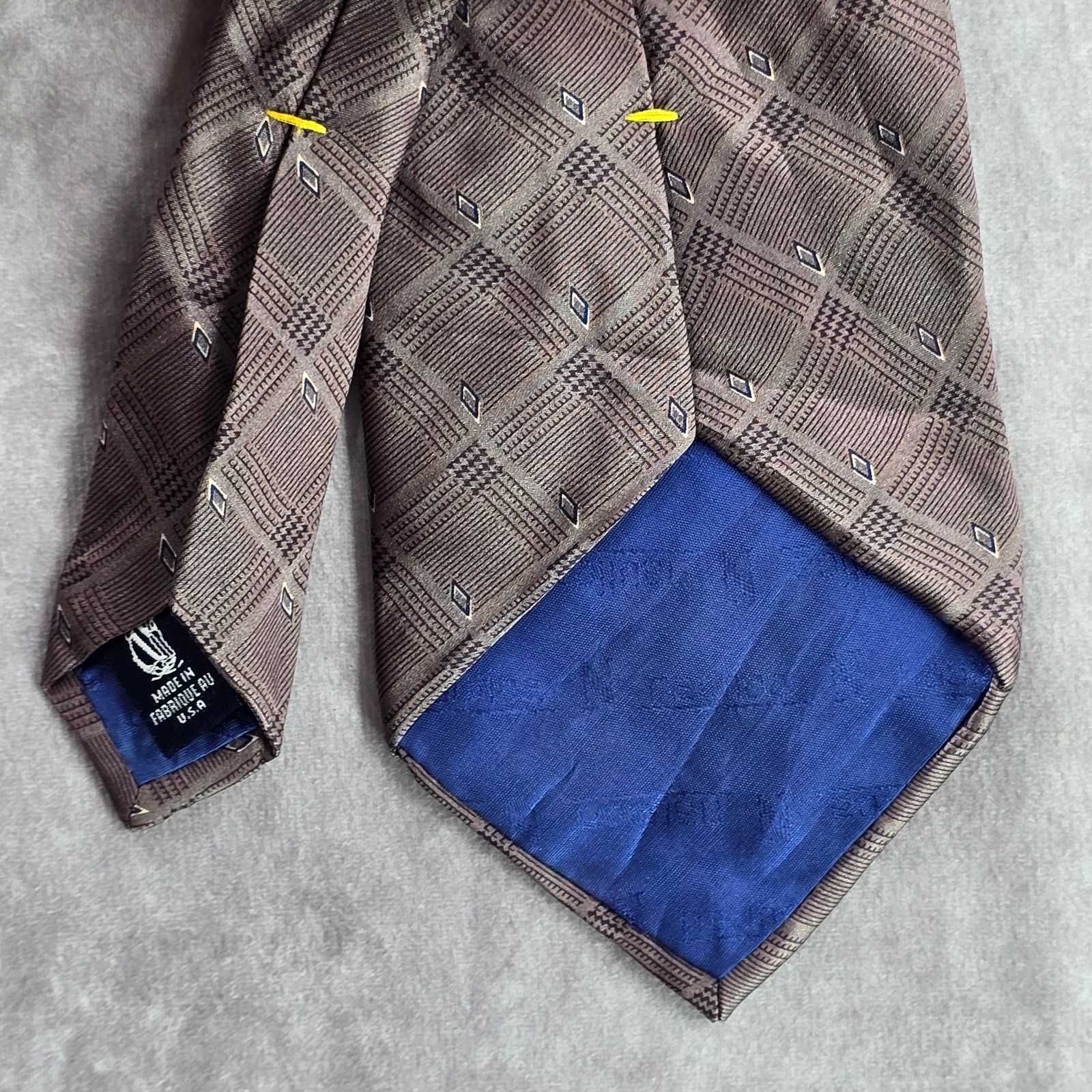 Nautica Nautica Brown Purple Blue Plaid Diamond 100% Silk Neck Tie Size 30 - 6 Thumbnail