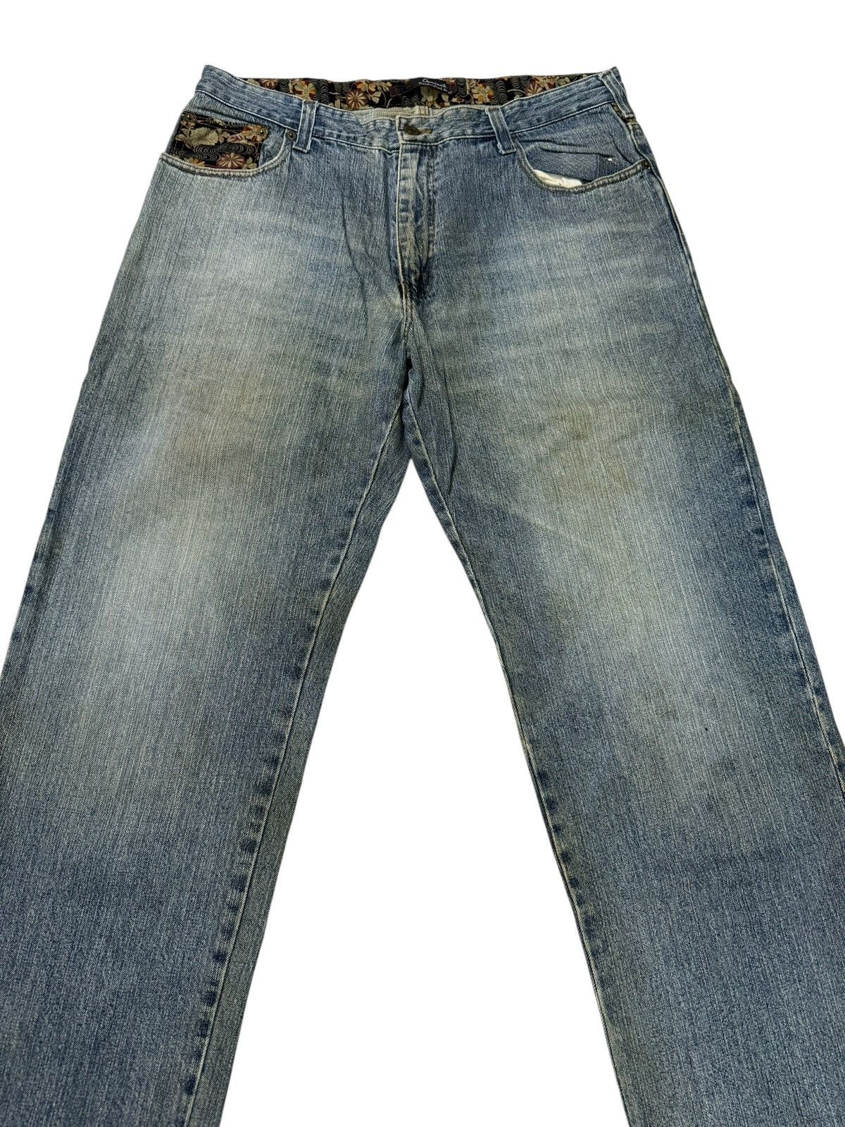 Japanese Brand Dominate Handcrafted Sukajan Embroidered Koi Fish Jeans Size US 34 / EU 50 - 4 Thumbnail