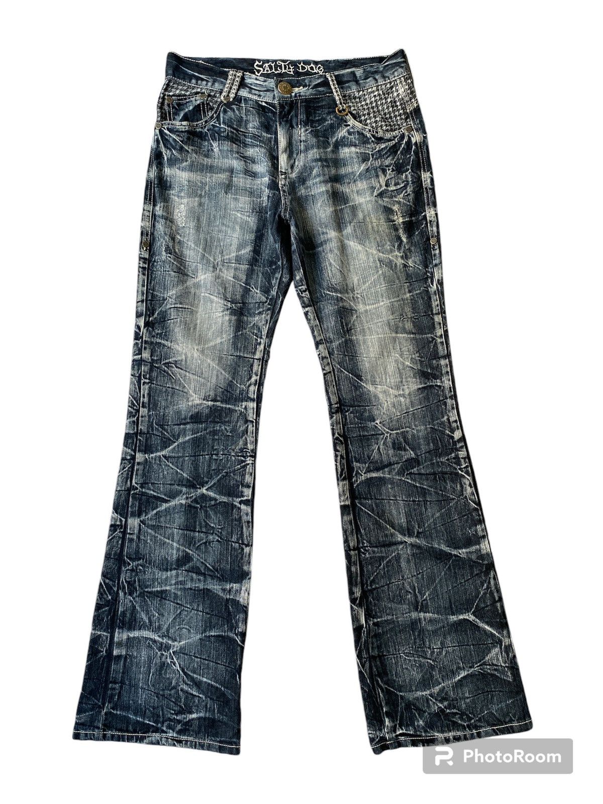 If Six Was Nine × Japanese Brand × Tornado Mart 2000s - Salty Dog Claws Mark Buckle Back Flare Denim Size US 32 / EU 48 - 2 Thumbnail