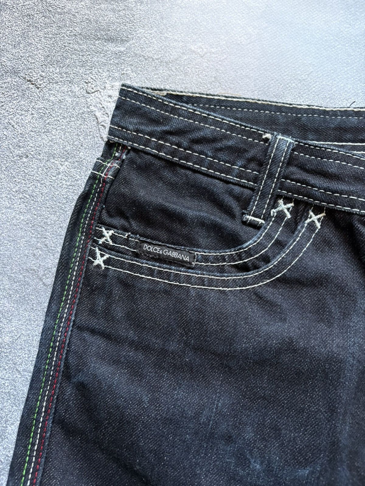 Dolce & Gabbana Vintage 00s Dolce&Gabbana Y2K DG Big Logo Embroidered Jeans Size 29" - 8 Thumbnail