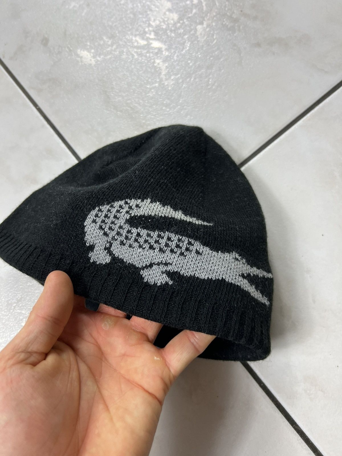 Lacoste Vintage Lacoste y2k knitted crocodile big logo drill beanie Size ONE SIZE - 7 Thumbnail