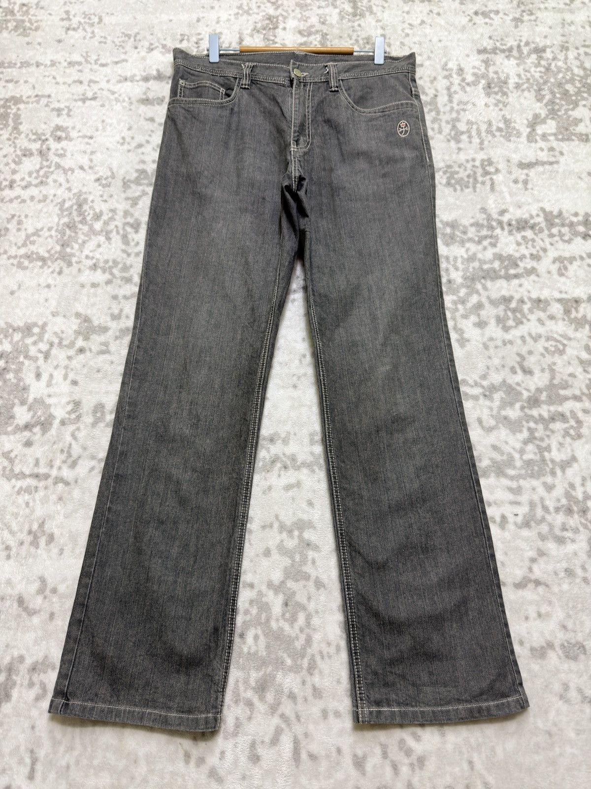 Jean Charles De Castelbajac Castelbajac Embroidered Back Pocket Denim Y2K Straight Fit Size US 33 - 2 Thumbnail