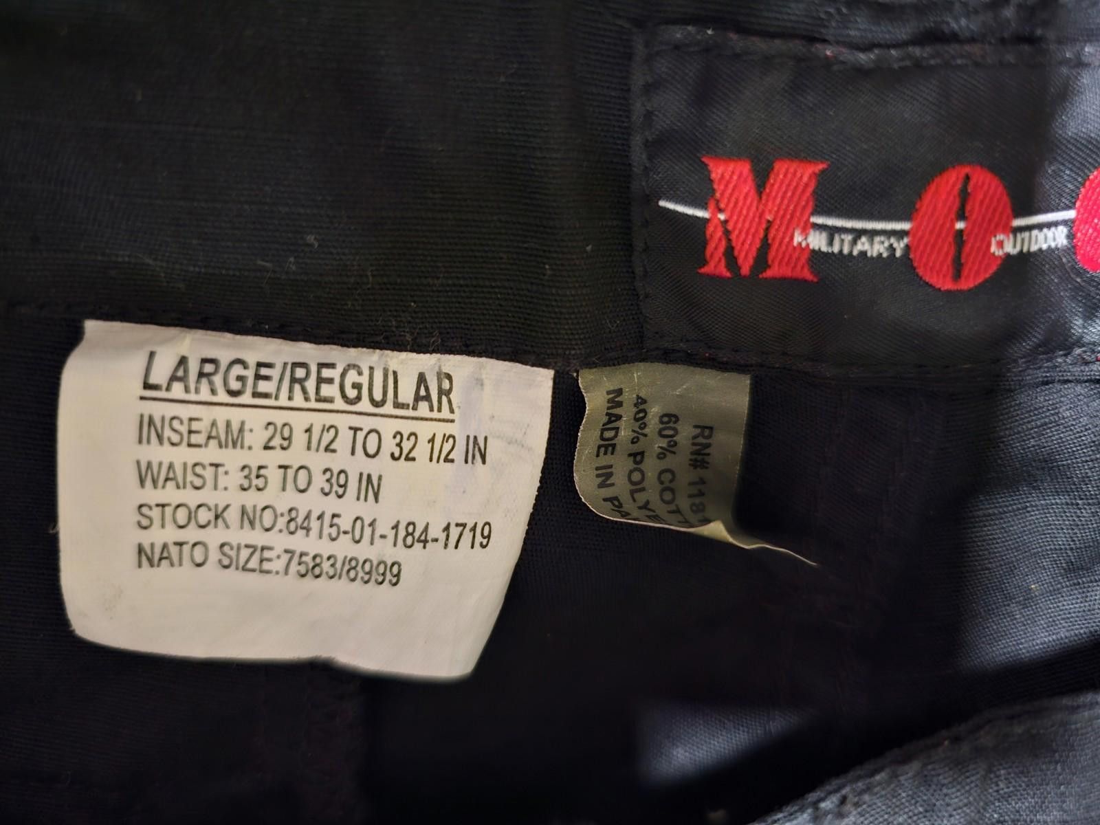 Maine Mountain Moccasin MOC Military Outdoor Clothing Ripstop Cargo Pants Black L Size US 34 / EU 50 - 3 Thumbnail