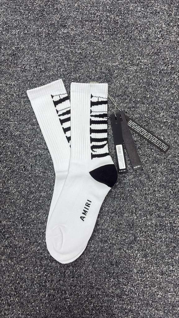 Amiri Amiri Vertical Logo Socks in White/Black Size 42 - 2 Thumbnail