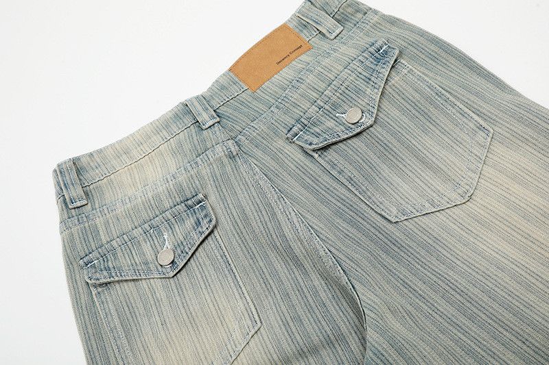 Vintage Retro washed vertical striped men's loose cleanfit jeans Size US 32 / EU 48 - 5 Thumbnail