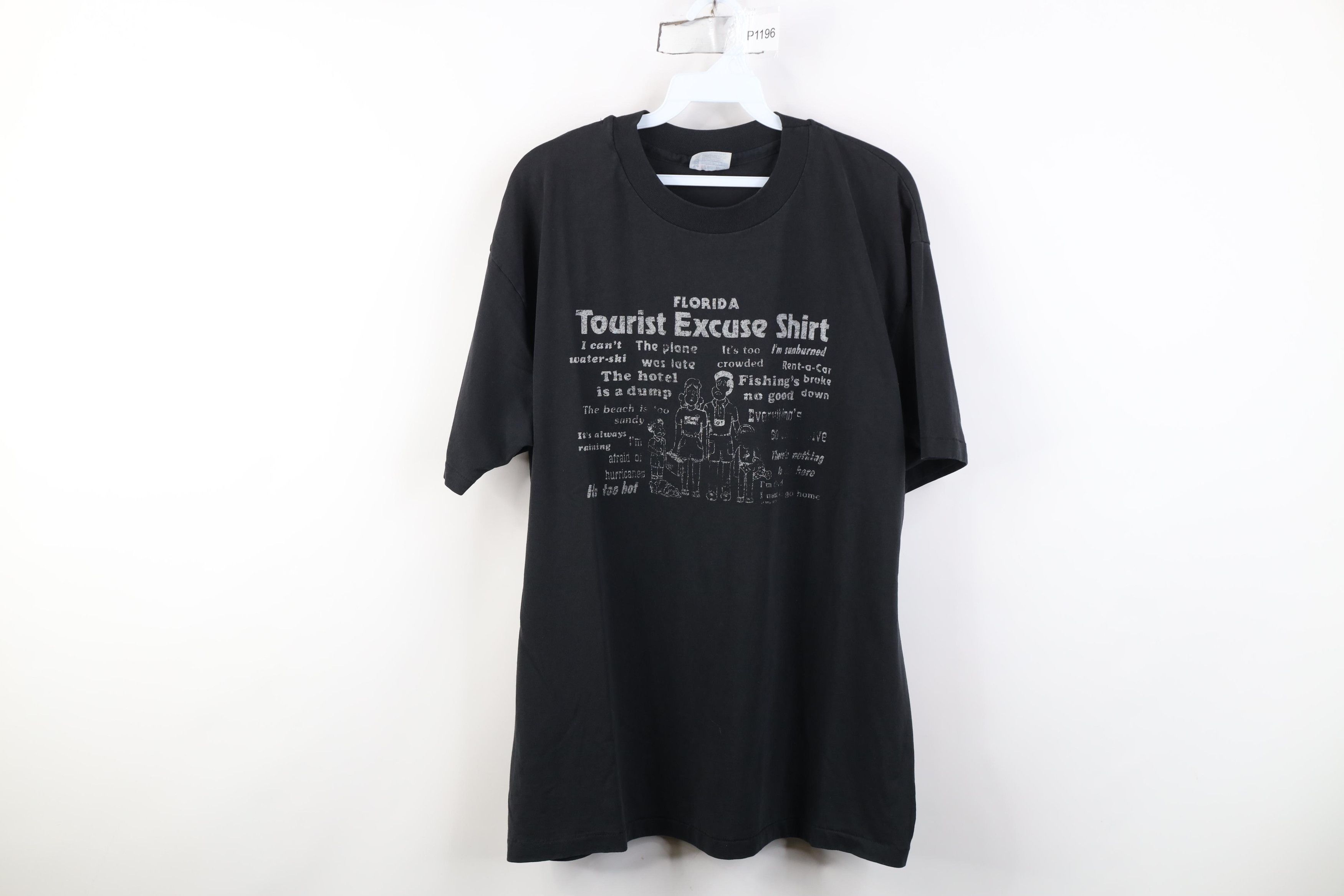 Vintage Vintage 80s Spell Florida Tourist Excuse T-Shirt Black USA Size US XL / EU 56 / 4 - 1 Thumbnail