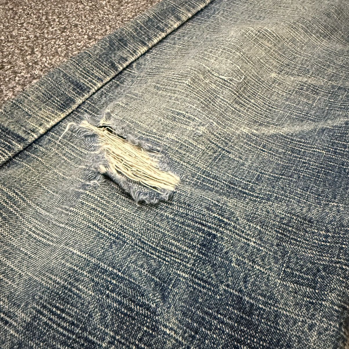 Indigo 🔥🇯🇵 Vintage 90s Crazy Distressed KU Handcraft Raw Denim Size US 31 - 10 Thumbnail