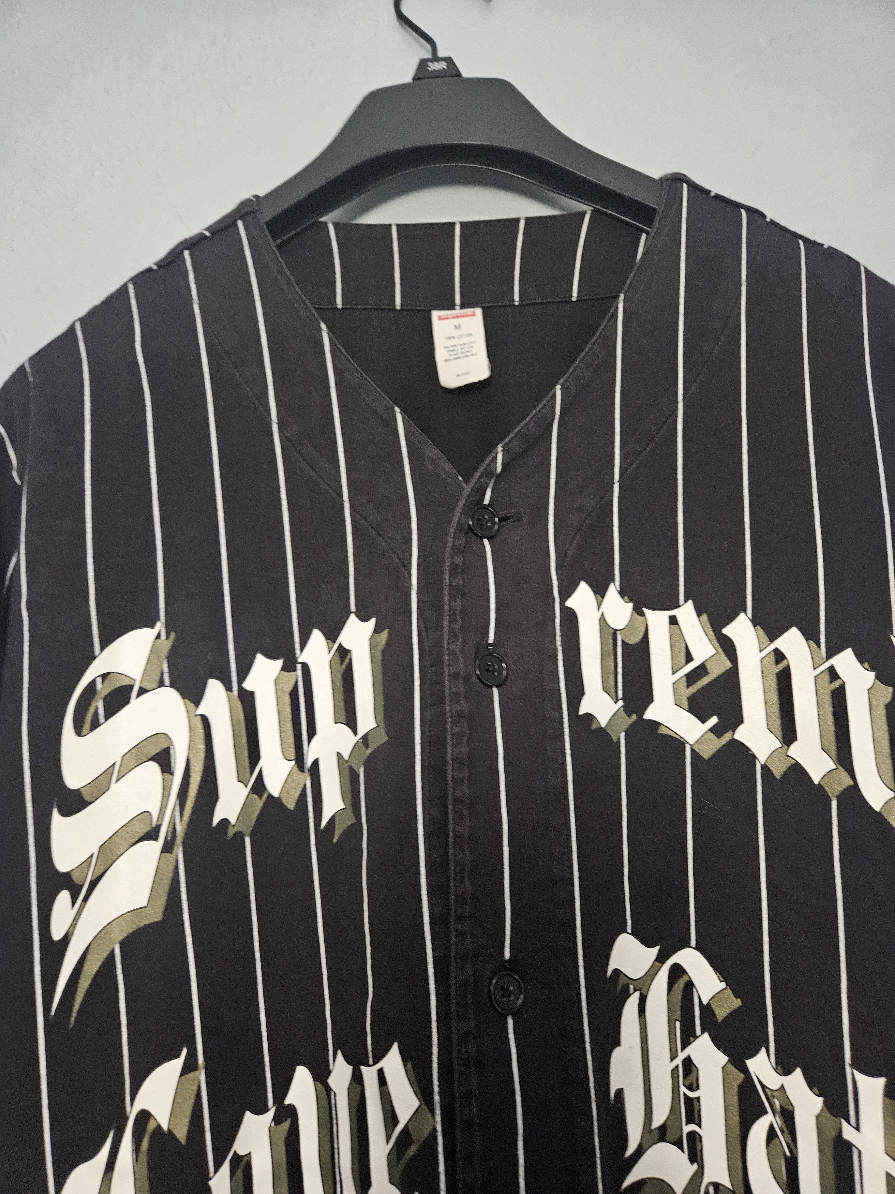 Supreme Love Hate 94 Pinstripe Button Up Jersey Size US M / EU 48-50 / 2 - 2 Thumbnail
