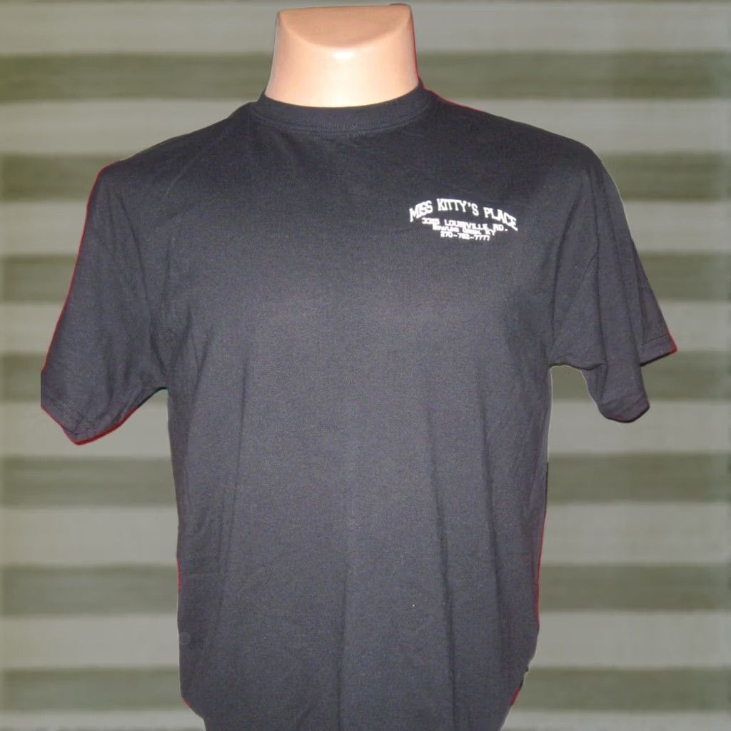 Gildan Miss Kitty's Place Bowling Green Kentucky BG Bar Gildan T-Shirt Mens Large Black Cotton/Polyester Graphic Print Size US L / EU 52-54 / 3 - 1 Thumbnail