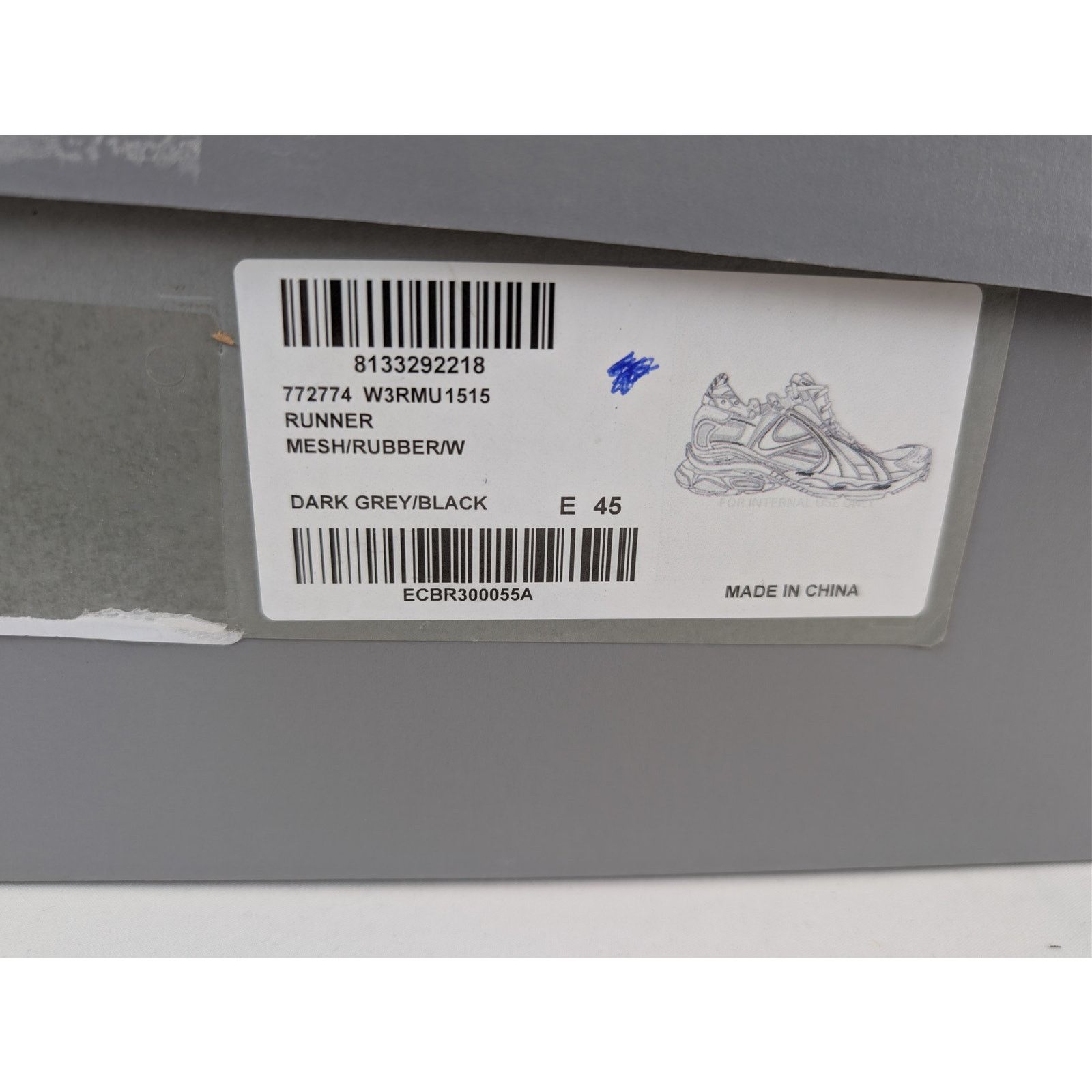 Balenciaga o1rshd1 Mesh and Rubber Runner Sneaker in Dark Grey / Black Size US 12 / EU 45 - 24 Thumbnail