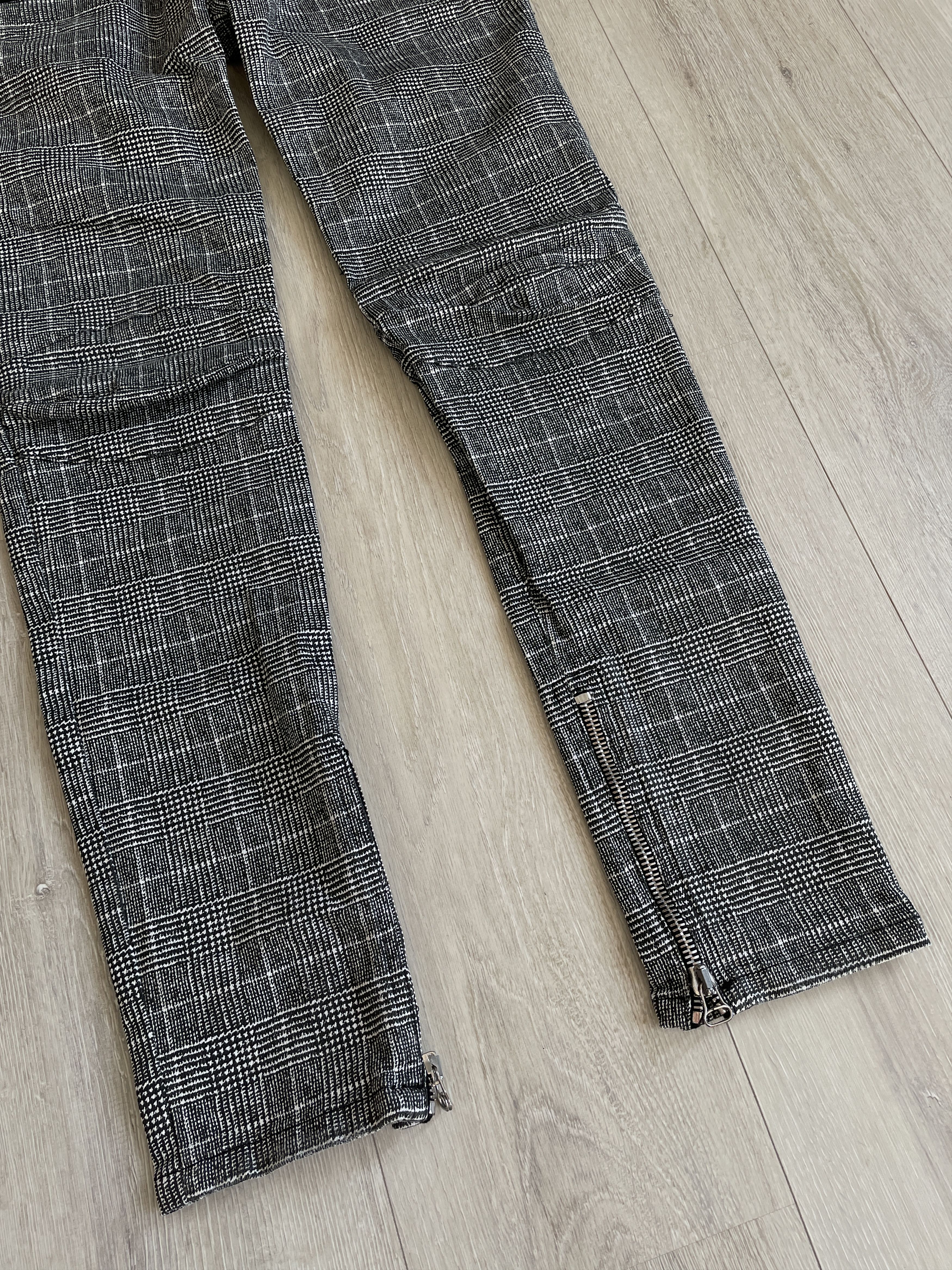 Balmain Balmain AW08 grey tartan biker jeans by Christophe Decarnin Size US 30 / EU 46 - 2 Thumbnail