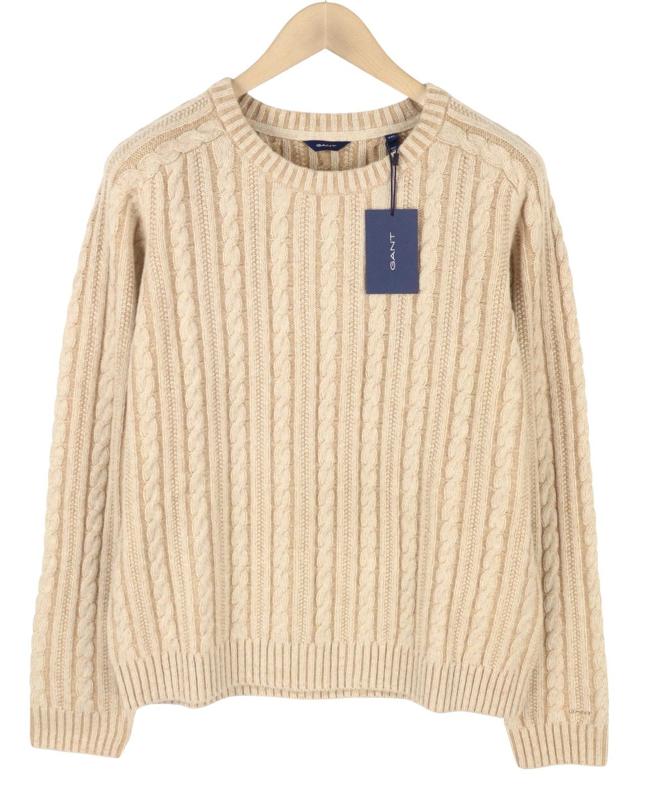 Gant WINTER FADED CABLE CREW 2XL Warm Khaki Wool 88076 Size XXL / US 16-18 / IT 52-54 - 1 Thumbnail