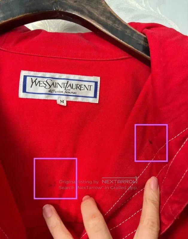 Yves Saint Laurent Yves Saint Laurent Red Cotton Women's Coat . Size XXS / US 00 / IT 34 - 8 Thumbnail