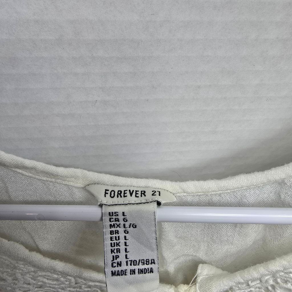 Forever 21 Women's Forever 21 White Crochet Tunic Top Size L Size L / US 10 / IT 46 - 3 Thumbnail