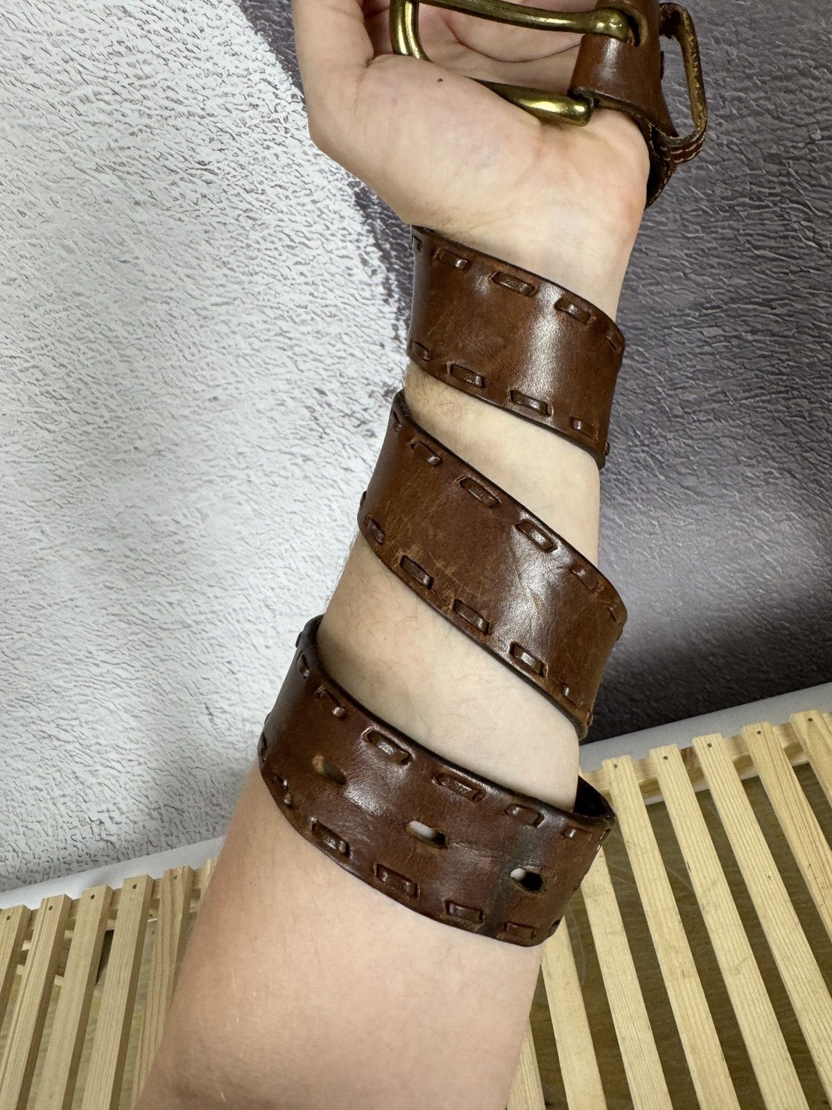 Other LOSCO PARIS made in France vintage 90s brown leather belt Size 32 - 3 Thumbnail